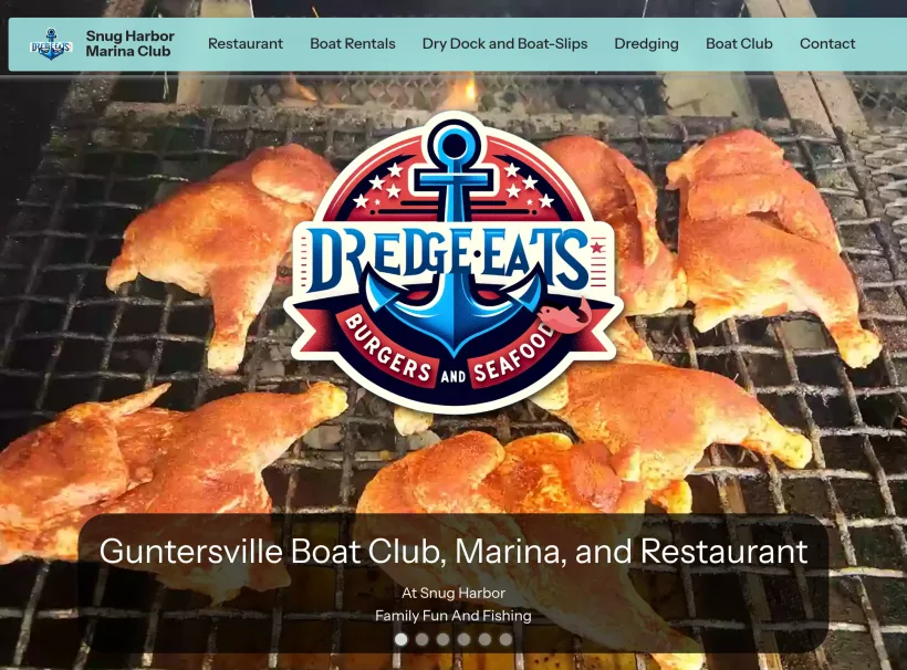 Guntersville Boat Club Marina and Restaurant at Snug Harbor website