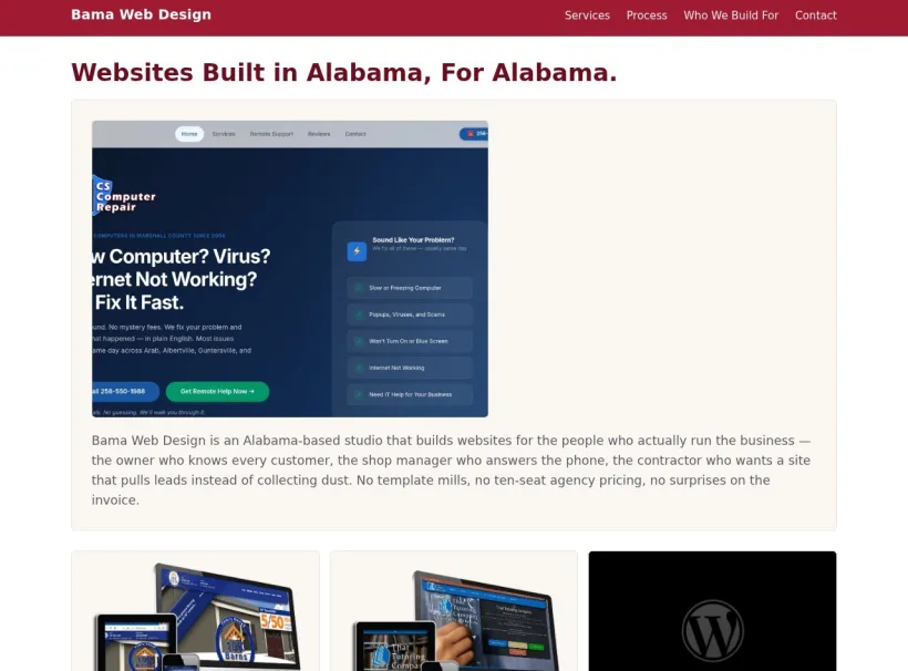 Bama Web Design — Custom Websites for Alabama Businesses website