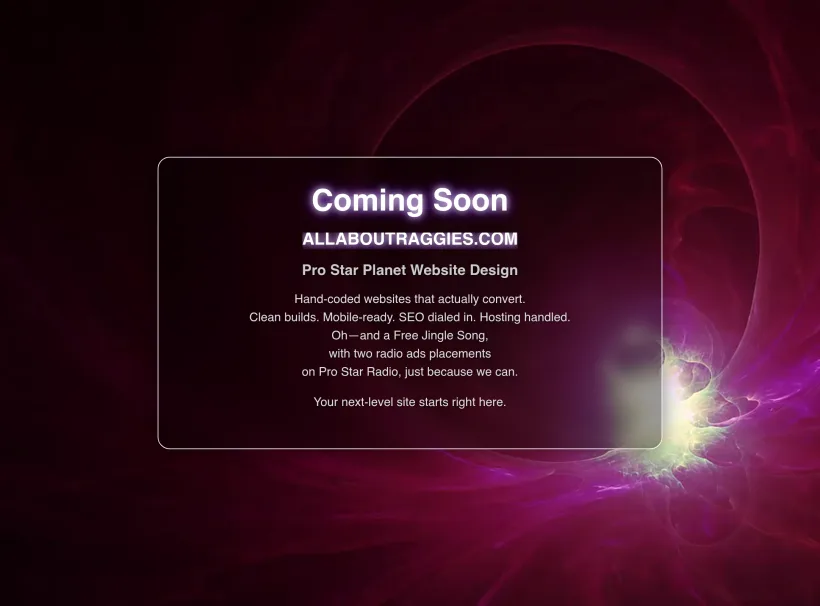 Coming Soon - Pro Star Planet website