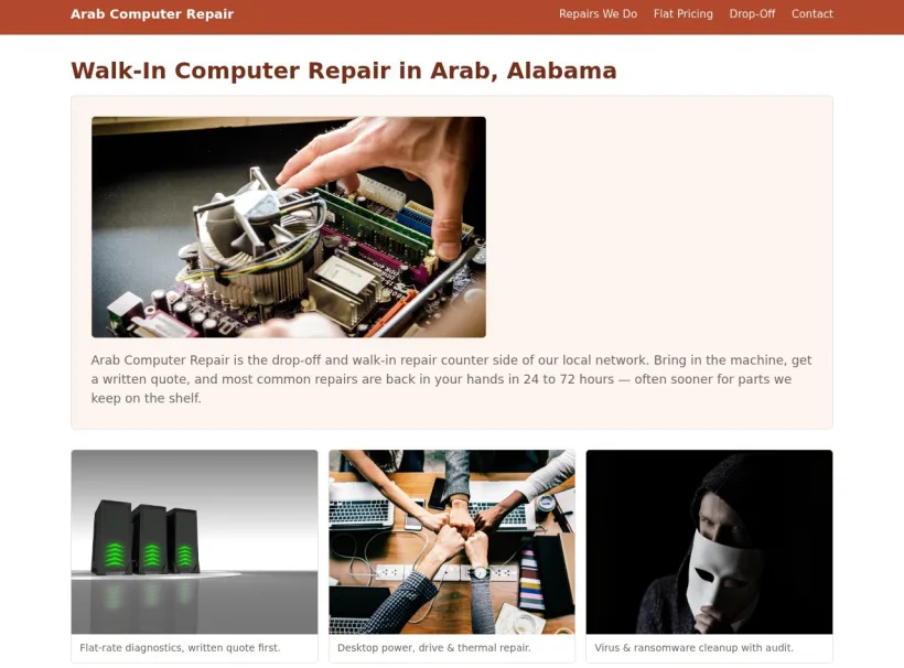 Arabcomputerrepair website