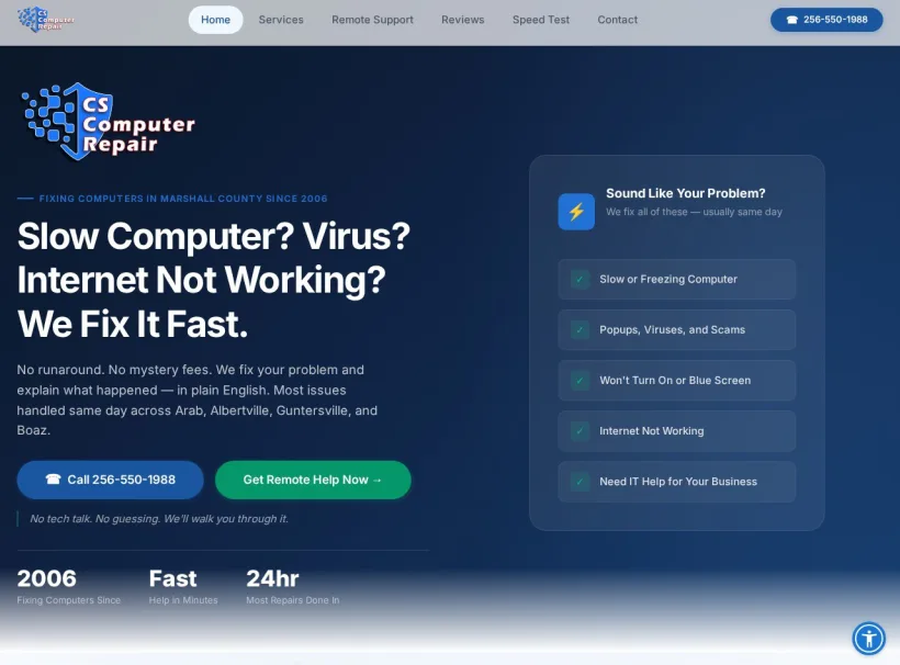 Computer Repair in Arab, AL — Marshall County IT Services website