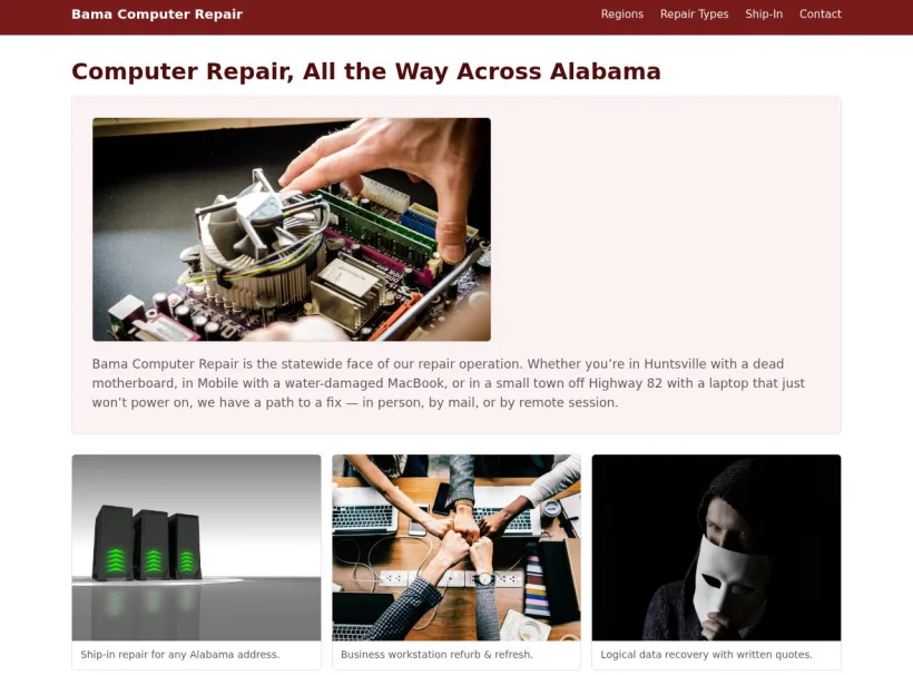 Bamacomputerrepair website