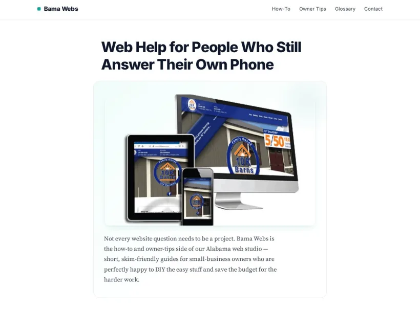 Bama Webs — How-To Guides & Small Business Web Tips website