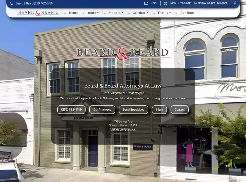Beard and Beard Award Winning Law Firm North Alabama website