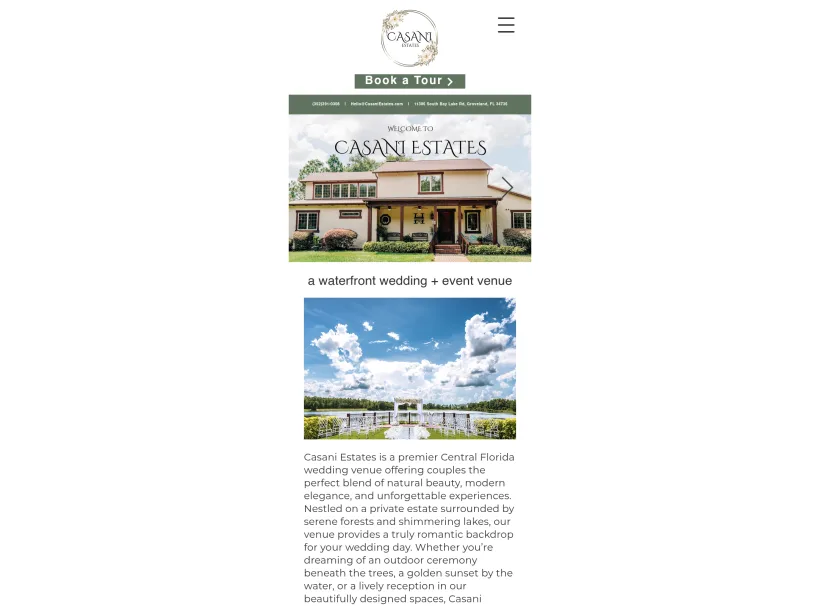 Casani Estates | Wedding & Event Venue in Central Florida website