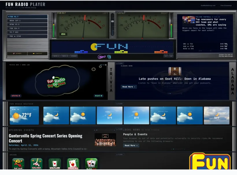 Fun Radio Player custom website