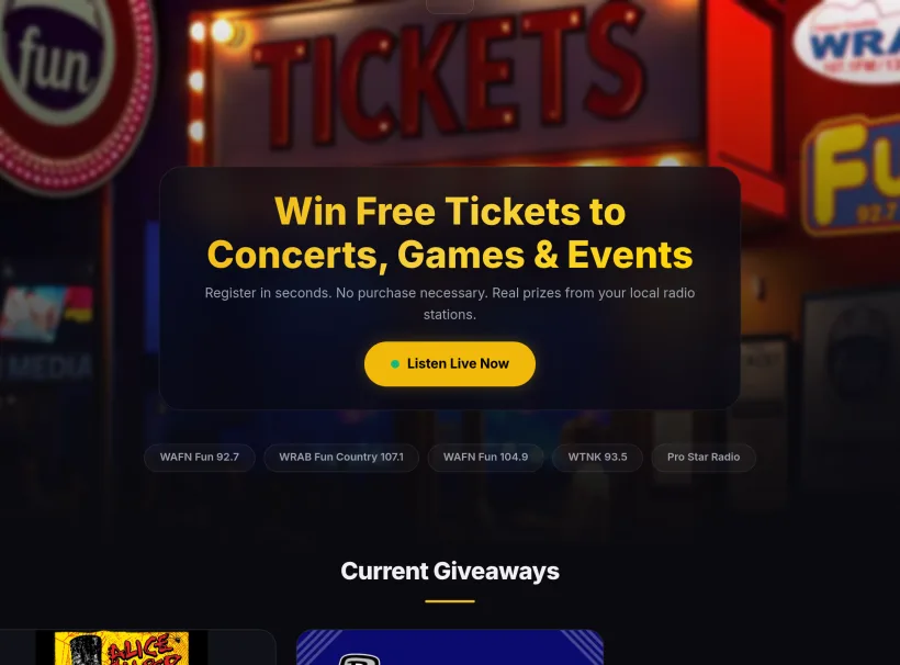 Fun Radio Tickets website