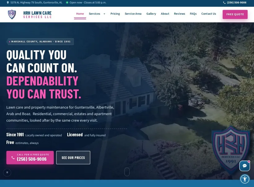HRH Lawn Care custom website