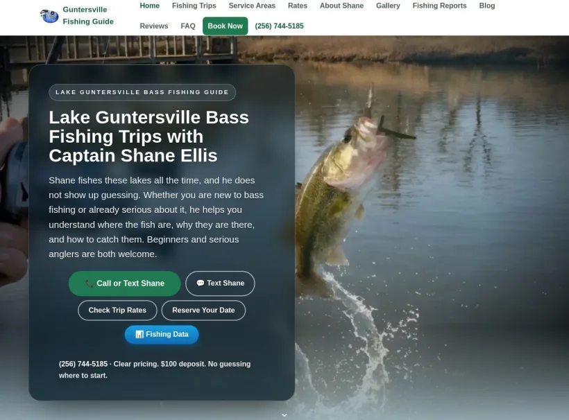 Lake Guntersville Bass Fishing Guide | Captain Shane Ellis custom website
