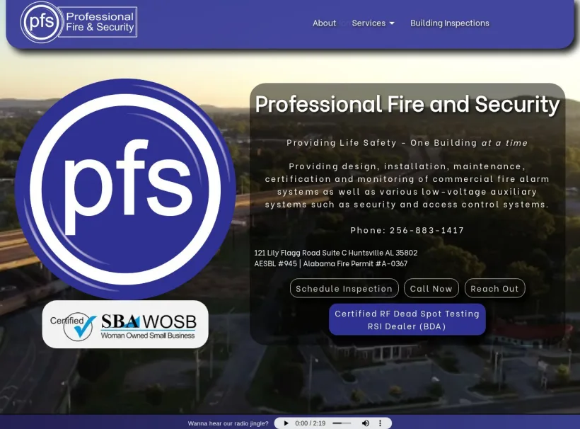Pro Fire and Security of Huntsville custom website