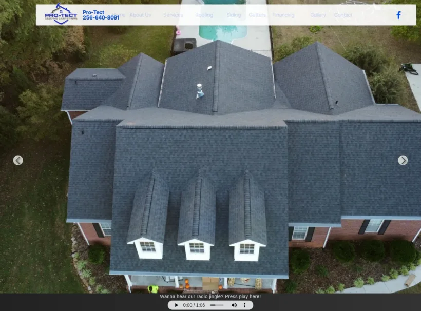 Pro-Tect Roofing and Exteriors Huntsville Guntersville website