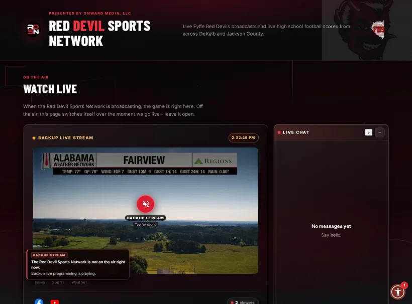 Red Devil Sports Network custom website