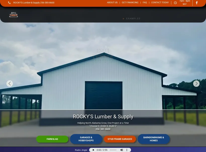 Rockys Lumber and Supply Arab, Cullman, Guntersville custom website